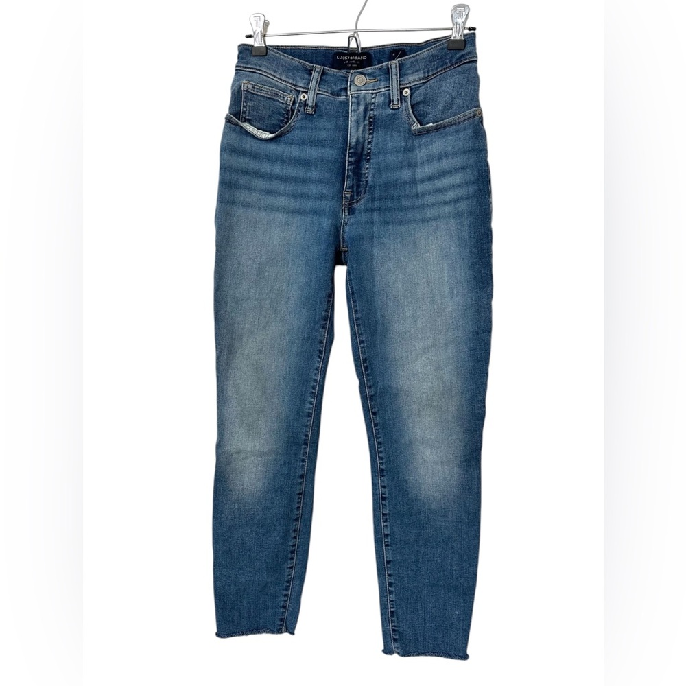 Lucky Brand High Rise Bridgette Skinny Ankle Jean Size 4/27 Distressed Hem Jeans